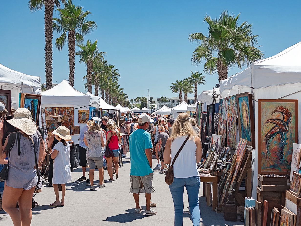 A colorful collection of art displayed at a local art festival.