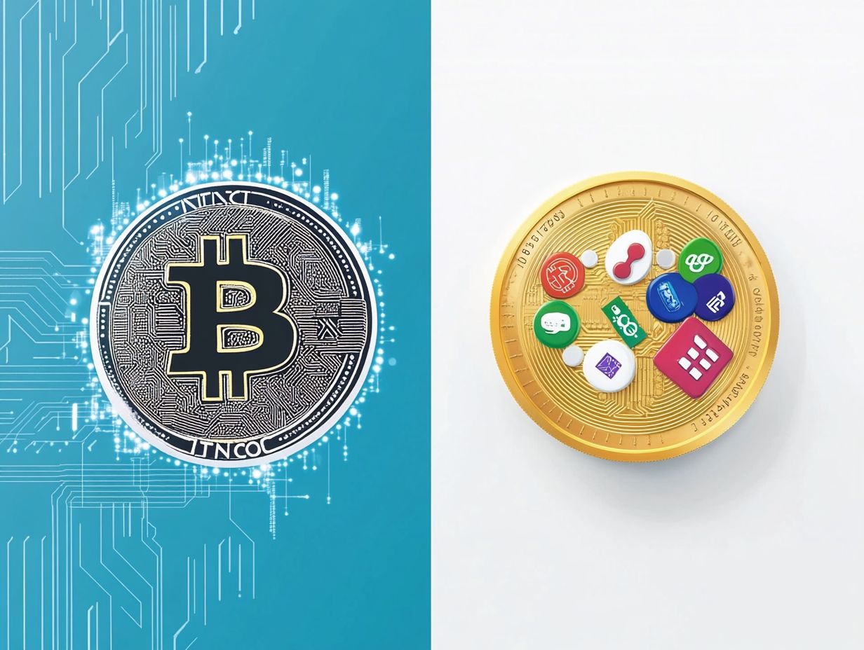 Illustration of the differences between cryptocurrencies and tokens