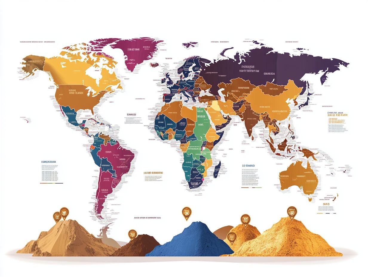 Infographic summarizing the top five countries for precious metal mining.